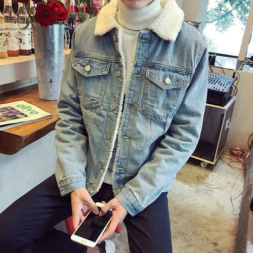 Herren Modische Denimjacke mit Fleecefutter Echoarchiv