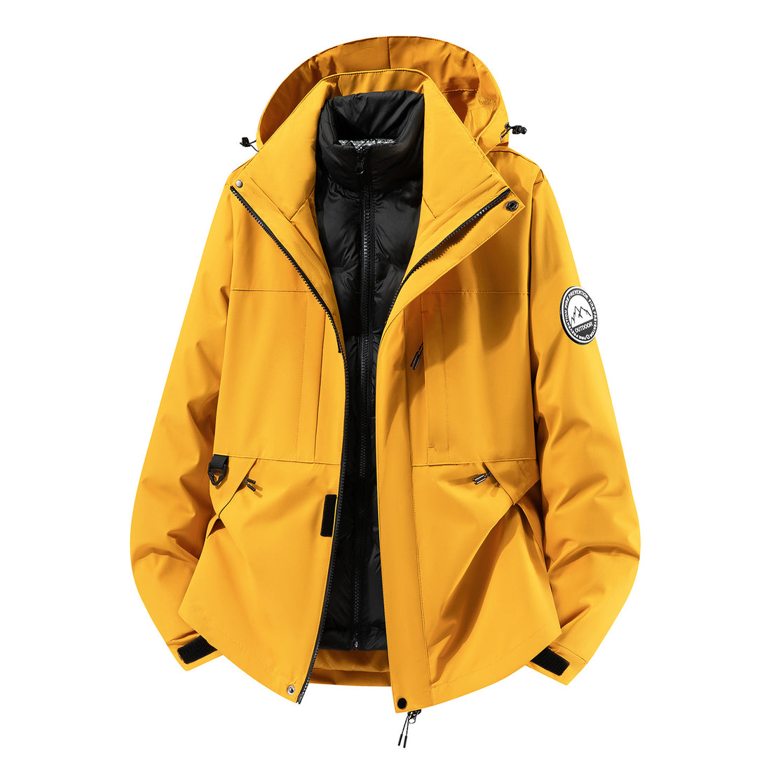 Herren zweilagiger Hardshell-Parka mit abnehmbarer Steppweste und technischer Kapuze Echoarchiv