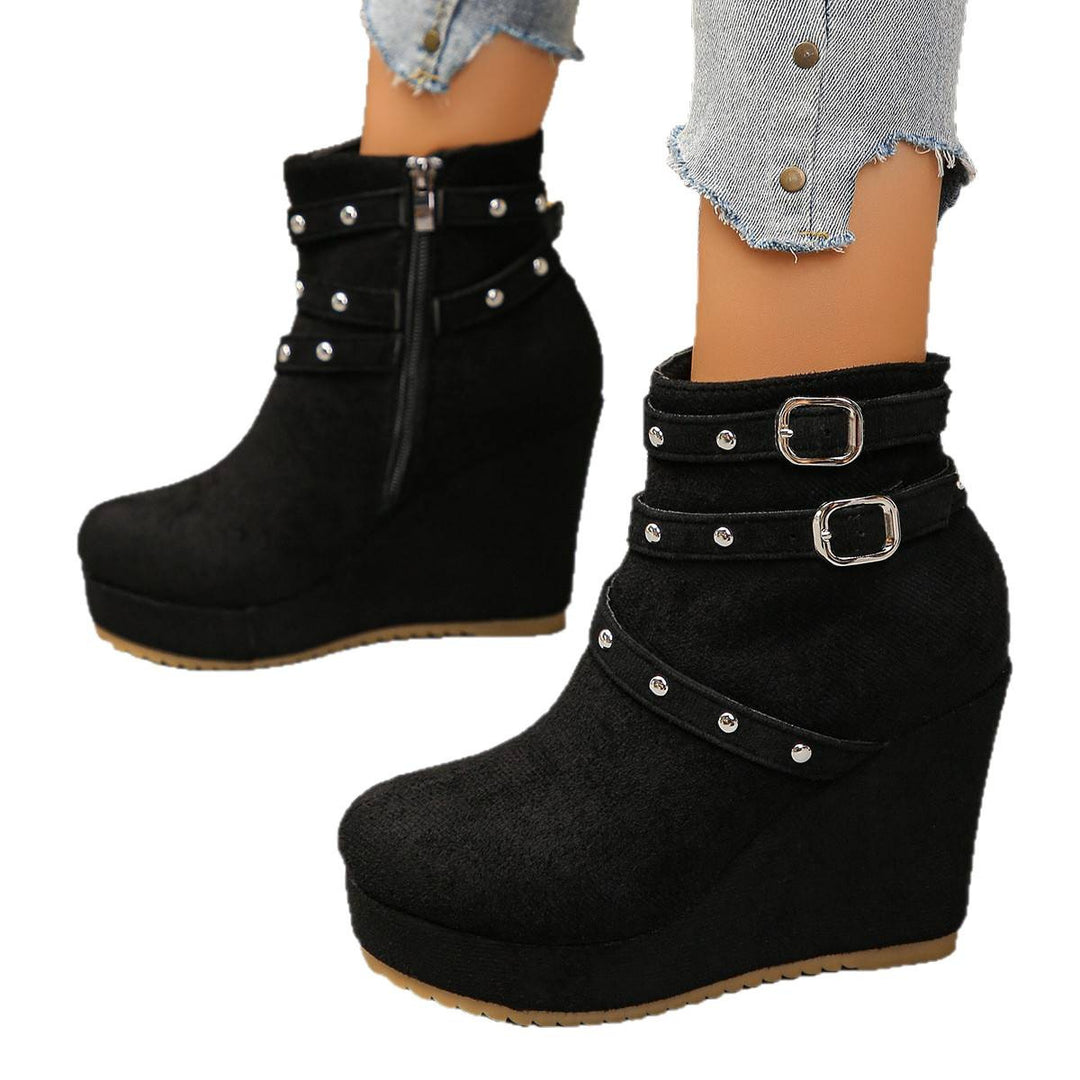 Damen Wedge-Stiefeletten mit Schnallen- und Glitzer-Details Echo Archiv
