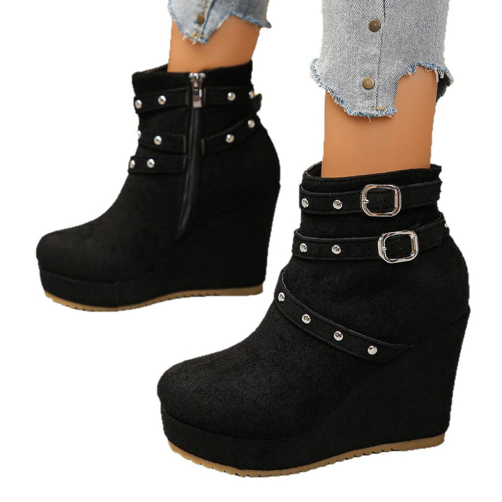 Damen Wedge-Stiefeletten mit Schnallen- und Glitzer-Details Echo Archiv