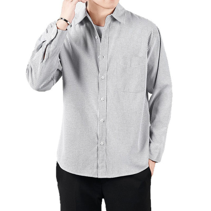 Herren Gestreiftes Oversize-Freizeithemd aus Baumwollmischung mit Brusttasche Echo Archiv