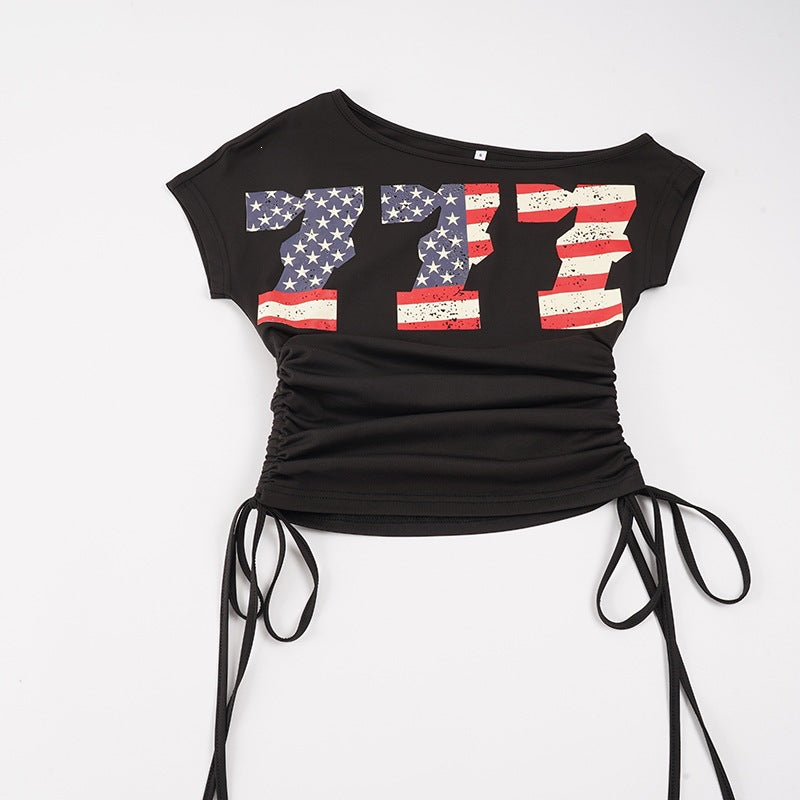 Damen modisches lässiges Crop-Top mit praktischem Rüschensaum Echo Archiv