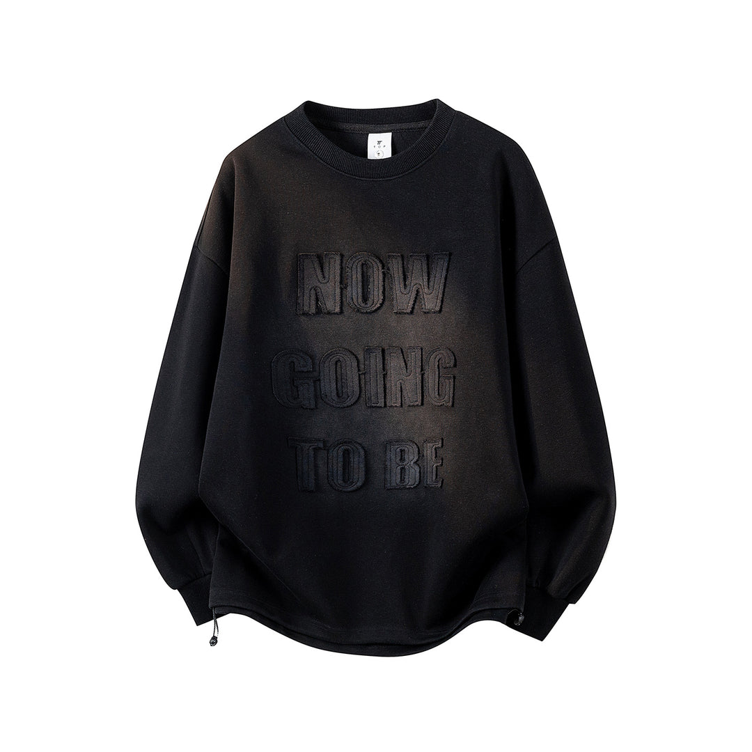 Damen Oversize-Sweatshirt mit gesticktem Schriftzug, abgerundetem Saum & überschnittener Schulter Echoarchiv