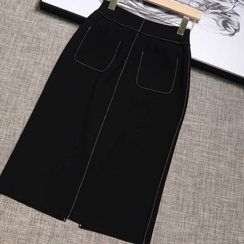 Damen Eleganter Midi-Rock mit Schlitzen Echoarchiv