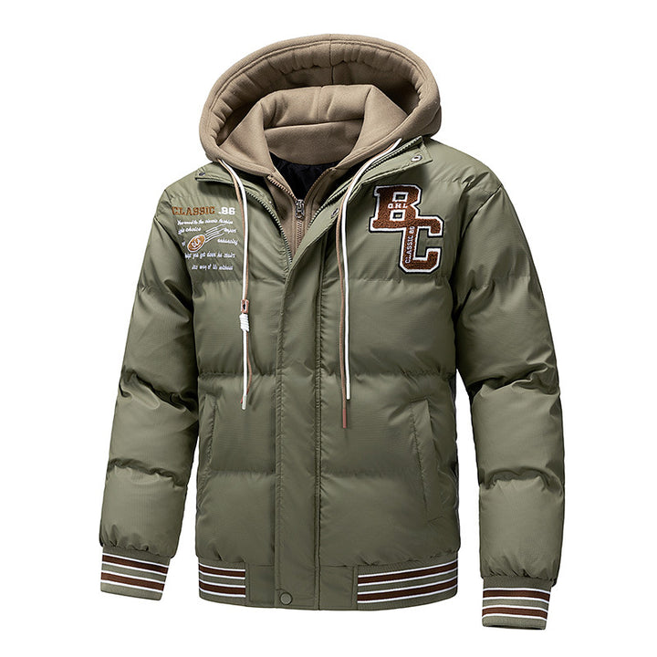 Herren Gepolsterte Steppjacke mit Kapuzen-Inlay und College-Patches Echo Archiv