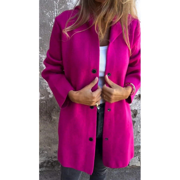 Damen Midilanger Oversize-Mantel aus Wollmix mit klarer Knopfleiste und minimalistischem Revers Echo Archiv