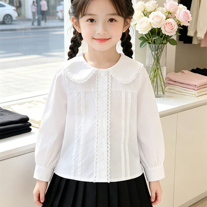 Mädchen Bluse mit Rüschendetails und klassischem Kragen Echo Archiv