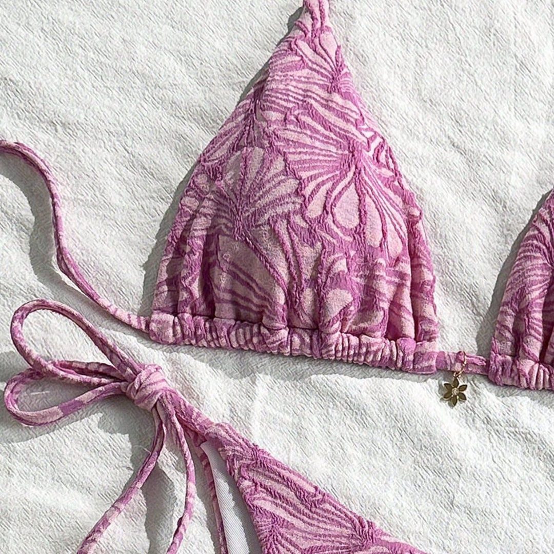 Damen Triangel-Bikini mit floralem Design und verspielten Bindebändern Echo Archiv