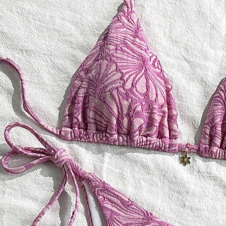Damen Triangel-Bikini mit floralem Design und verspielten Bindebändern Echo Archiv