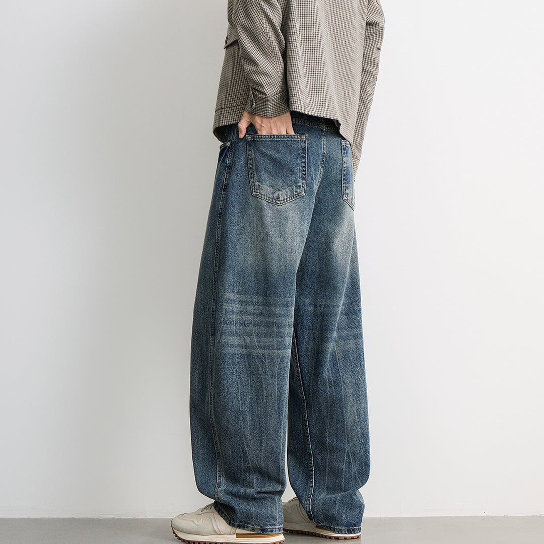 Herren Ultraweiter Relaxed-Fit Denim-Jeans mit Vintage-Waschung Echo Archiv