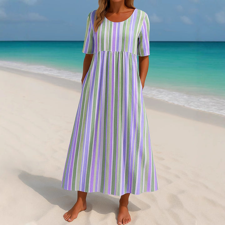 Damen lässiges Maxikleid mit hellen Streifen Echo Archiv