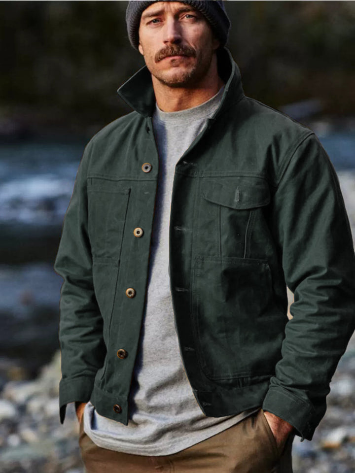 Herren leichte Utility-Jacke mit praktischen Taschen und stylischem Stehkragen Echoarchiv