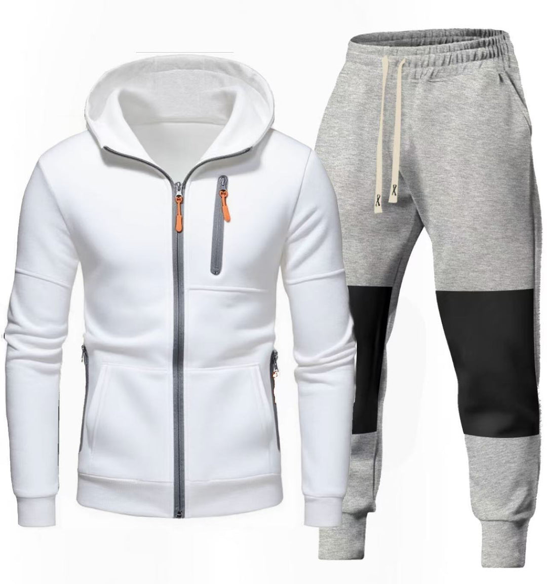 Herren Sportliches Hoodie- und Jogginghose-Set mit Funktionalen Reißverschlusstaschen Echoarchiv