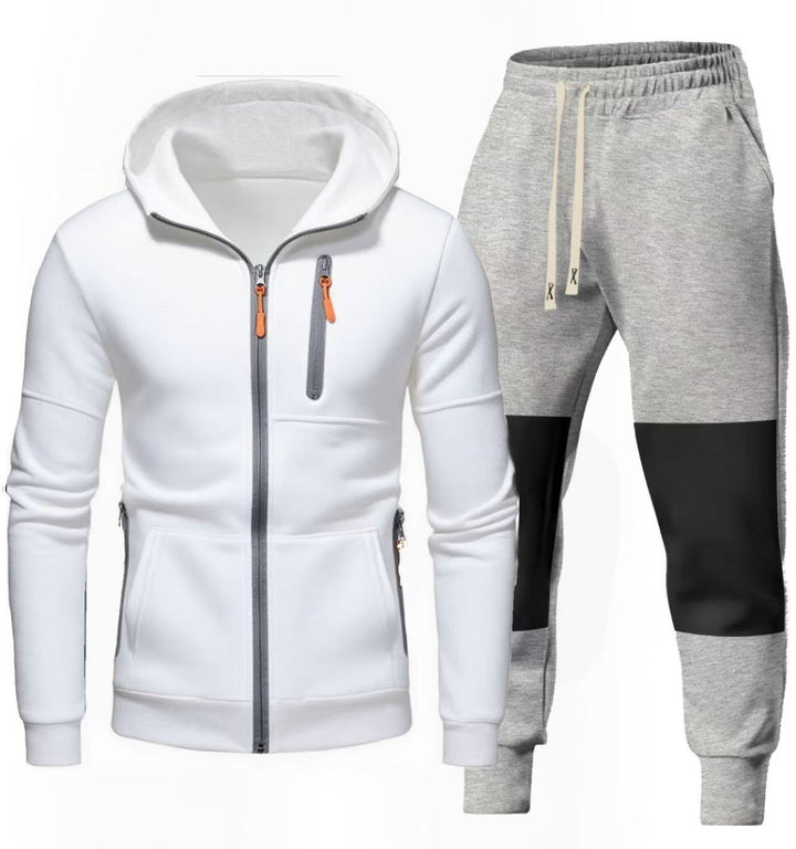 Herren Sportliches Hoodie- und Jogginghose-Set mit Funktionalen Reißverschlusstaschen Echoarchiv