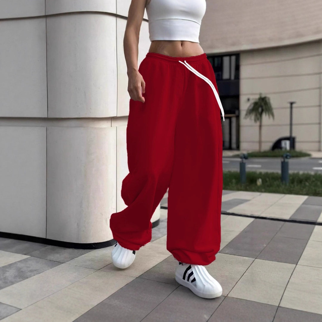 Damen weite Baggy-Jogginghose mit hohem Komfortbund, Kordelzug und elastischen Knöchelbündchen – Avélisse