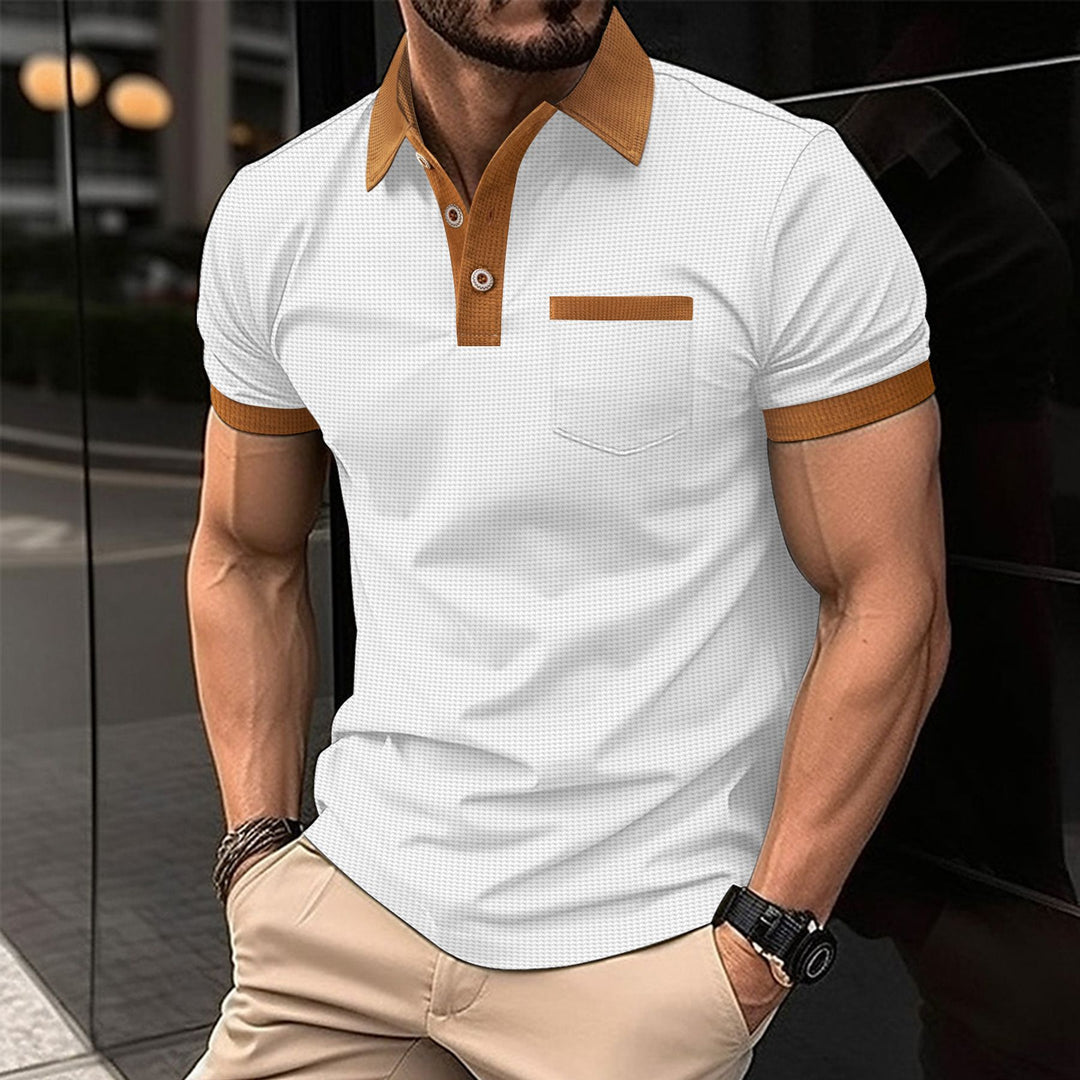 Herren Polohemd mit modernem Farbkontrast und praktischer Brusttasche Echoarchiv