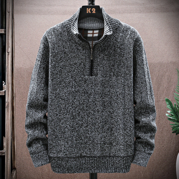 Herren Strickpullover mit Stehkragen und halbem Reißverschluss Echoarchiv