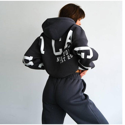 Damen Lässiger Oversize-SwEchoarchivtanzug mit Kapuze und elastischem Bund Echoarchiv