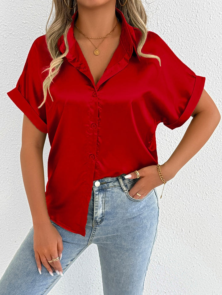 Damen Satinbluse mit lässigem Schnitt und elegantem Kragen Echo Archiv