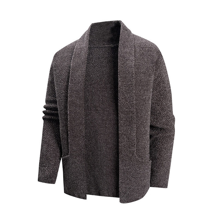 Herren nan offener Strickmantel mit weitem Fallendem Schalkragen und aufgesetzten Eingrifftaschen Echo Archiv