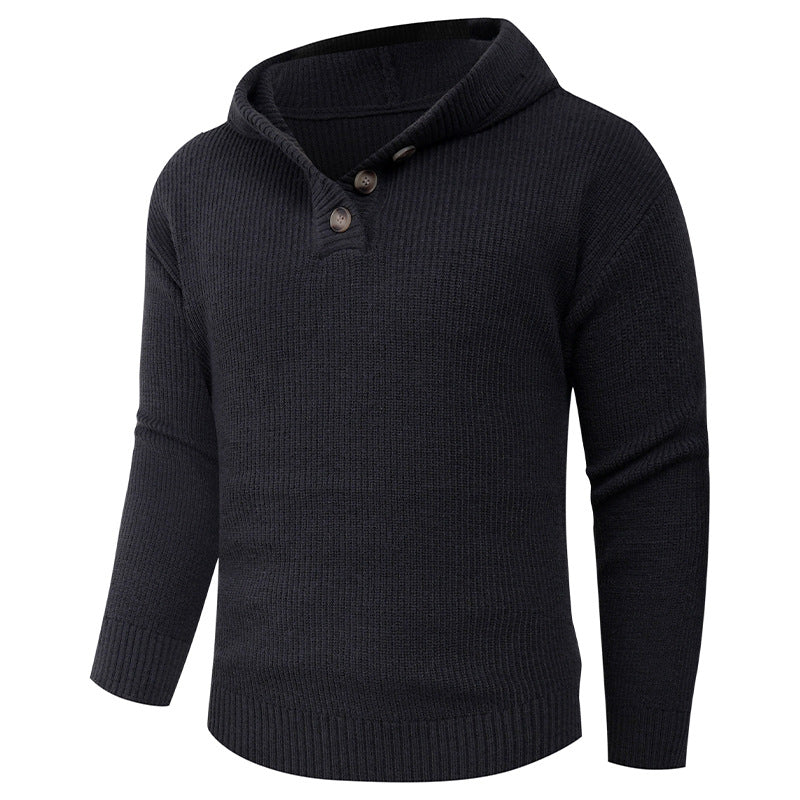 Herren Pullover mit Schalkragen und Holzknöpfen Echoarchiv