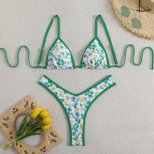 Damen Triangel-Bikini-Set mit floralem Muster und verstellbaren Trägern Echo Archiv
