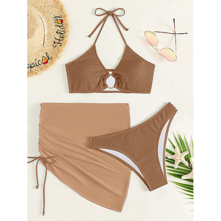 Damen Bikiniset mit modischem Wickelrock und raffiniertem Ringdetail Echo Archiv