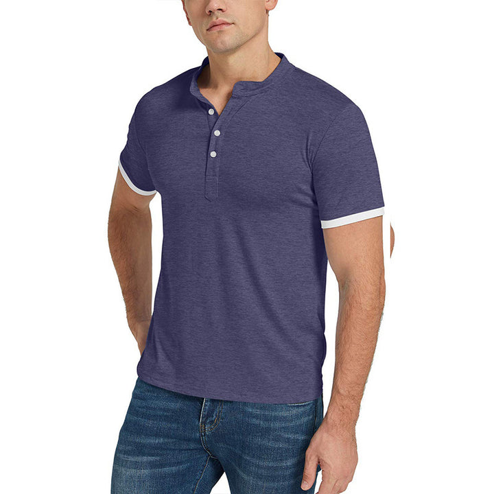 Herren Kurzarm-Henley-Shirt mit modernem Kragen und eleganter Knopfleiste Echoarchiv