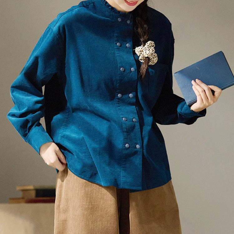 Damen Lässige Bluse mit Rüschensaum Echoarchiv