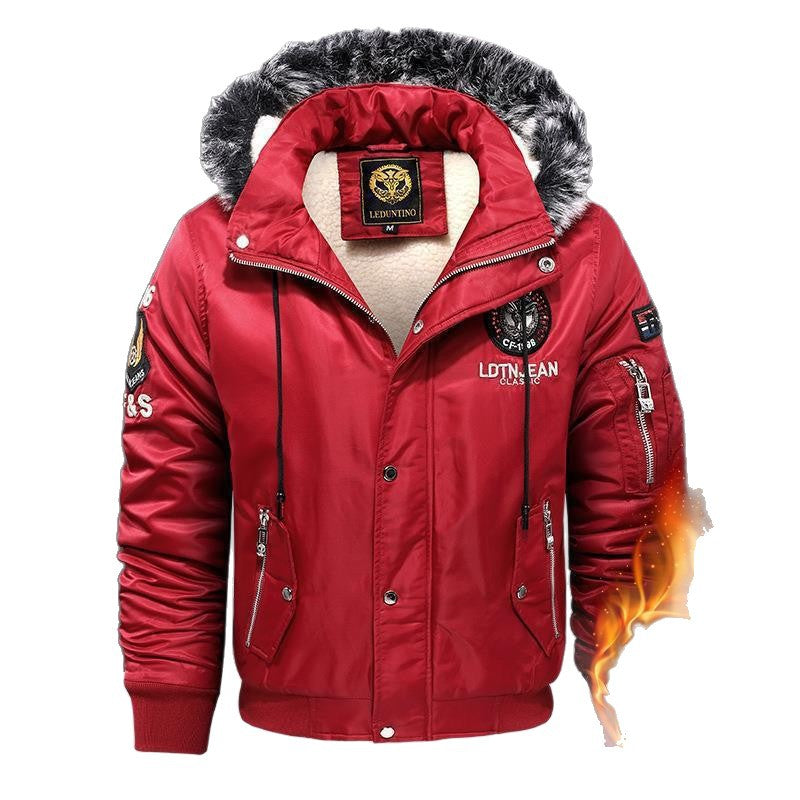 Herren nan wattierte Thermo-Bomberjacke mit Sherpa-Innenfutter, abnehmbarer Kunstfellkapuze und wasserabweisender Nylonaußenhülle Echo Archiv