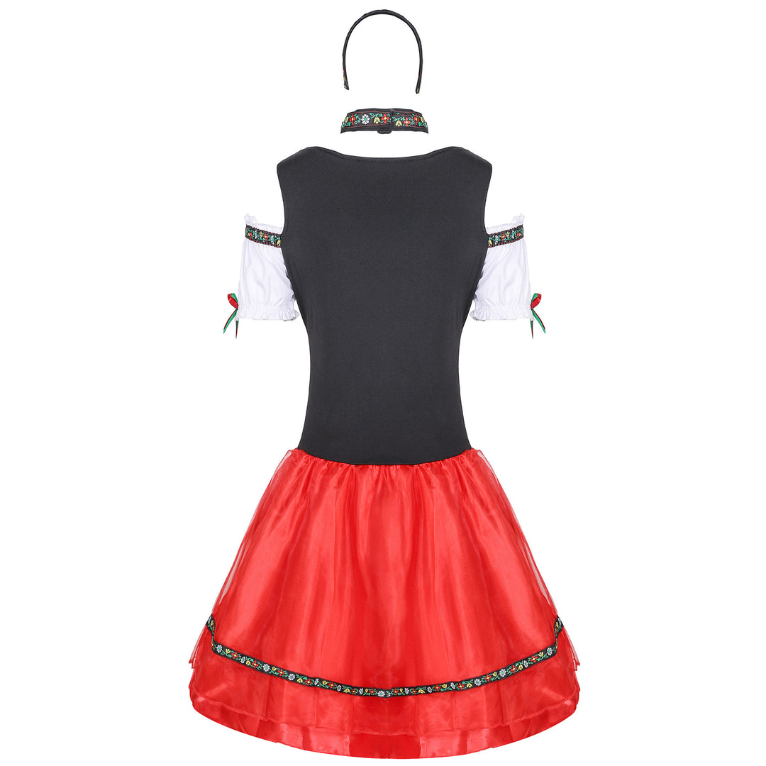 Damen nan folklorisches Kostümkleid mit off-shoulder Bluse Schnürkorsage und stufigem Tüllrock Echo Archiv