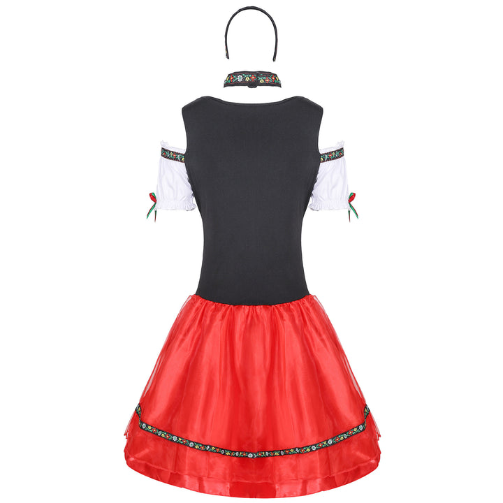 Damen nan folklorisches Kostümkleid mit off-shoulder Bluse Schnürkorsage und stufigem Tüllrock Echo Archiv