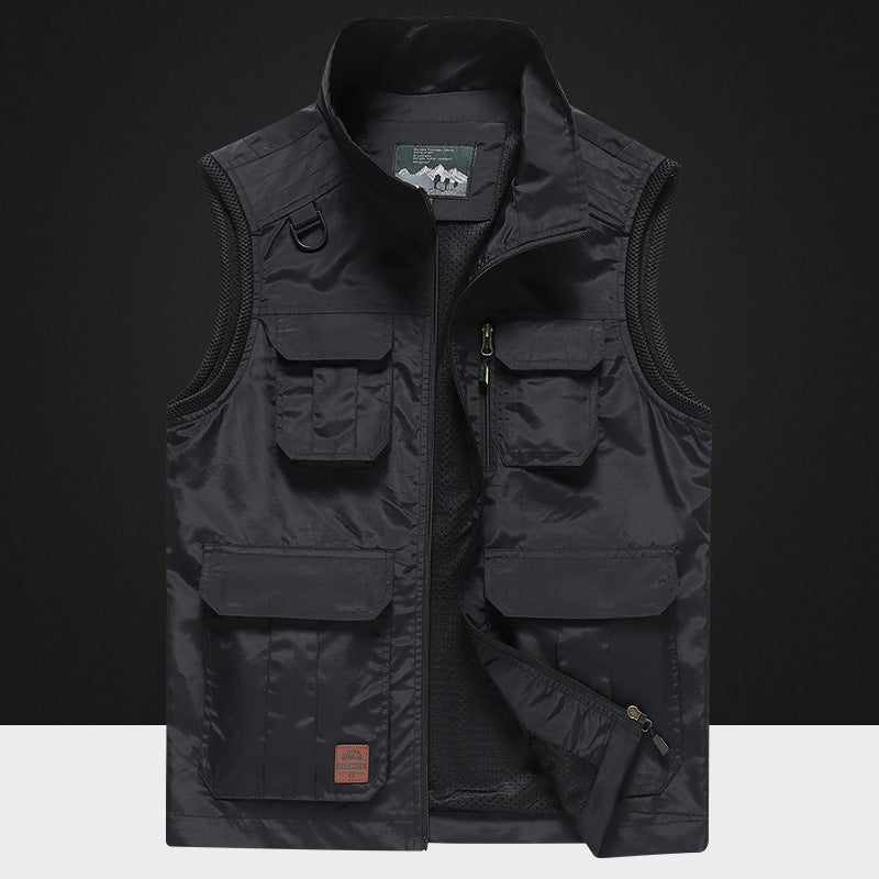 Herren Multifunktionale Outdoor-Utility‑Weste mit Mesh‑Innenfutter und Mehrfachtaschen Echoarchiv