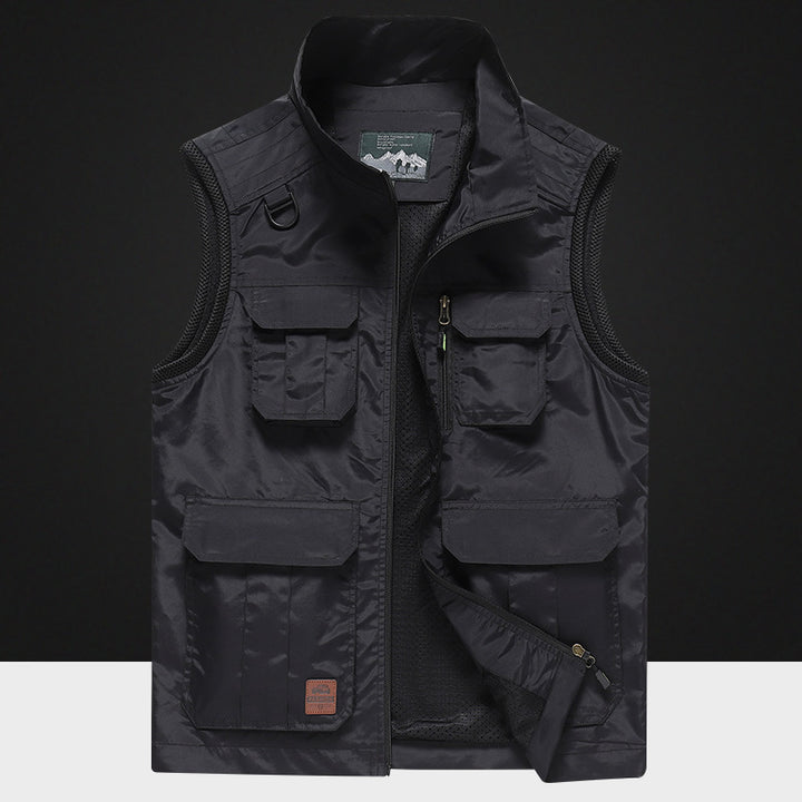 Herren Multifunktionale Outdoor-Utility‑Weste mit Mesh‑Innenfutter und Mehrfachtaschen Echoarchiv