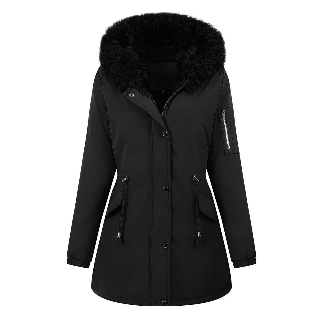 Damen Thermo-Parka mit Sherpa-Innenfutter, Kunstfellkapuze und tailliertem Kordelzug Echoarchiv