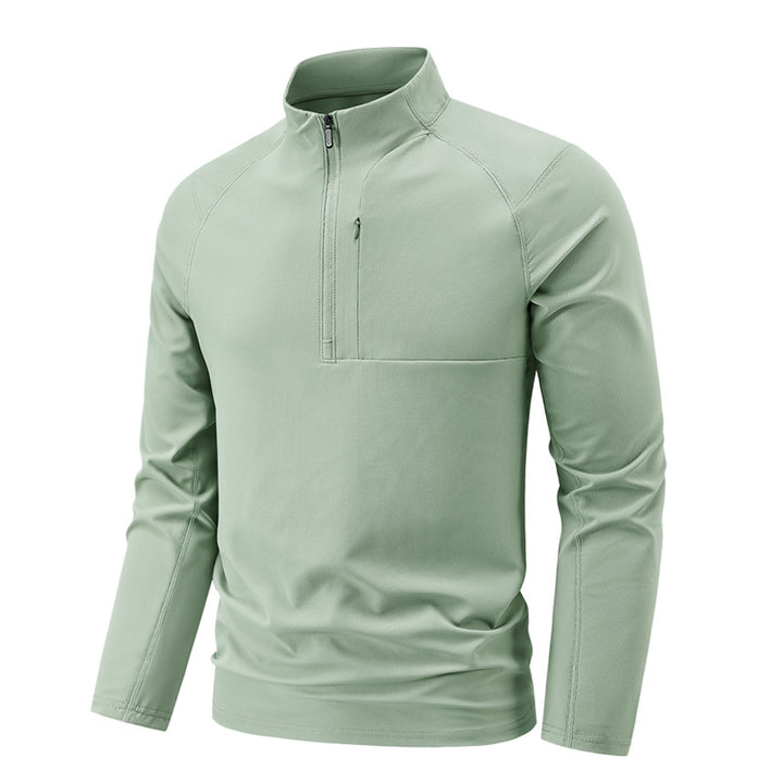 Herren Nano Technische Thermo Halb-Zip Pullover mit Stehkragen und Reißverschlusstasche auf der Brust – Cavarno