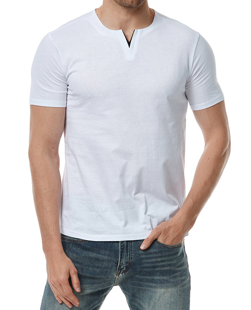 Herren Kurzarm-Henley-Shirt mit modernem Ausschnitt und bequemer Passform Echoarchiv