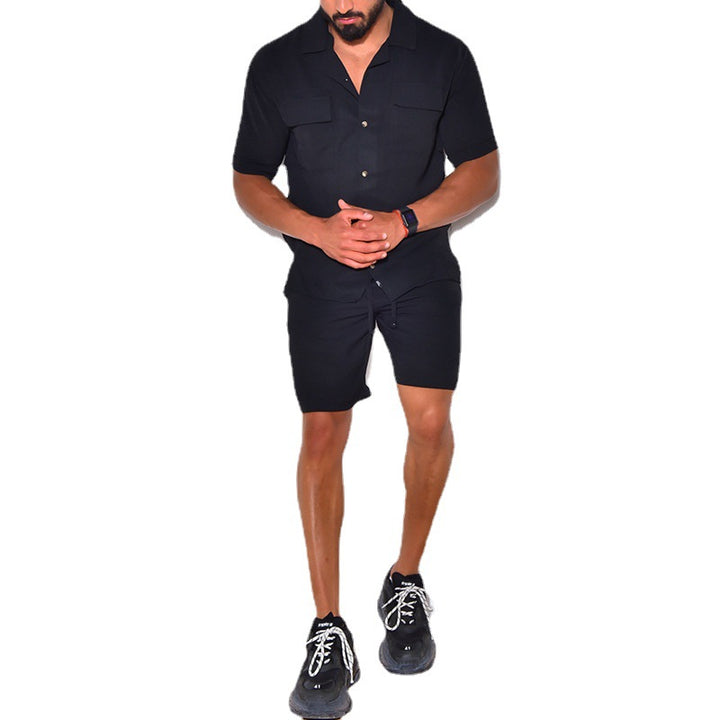 Herren lässiges Freizeit-Hemd und Shorts Set mit praktischen Taschen Echoarchiv