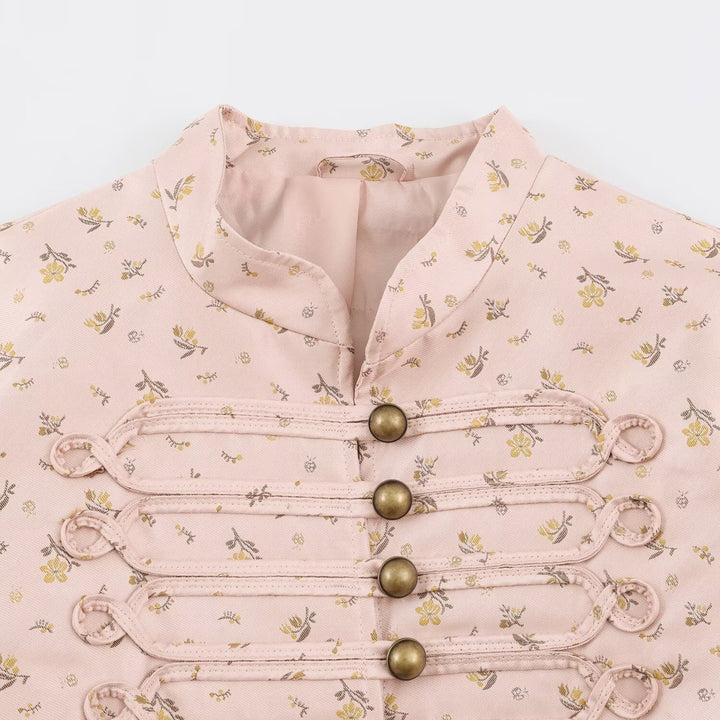 Damen Kurzblouson im romantischen Militärstil mit Blumenjacquard und dekorativen Kordelschließen Echo Archiv