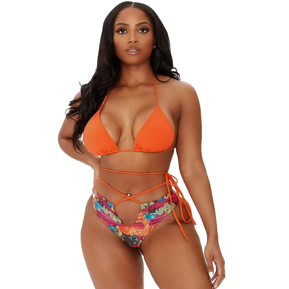 Damen Triangel-Bikini mit lässigem Schnitt und modischen Bindebändern Echo Archiv