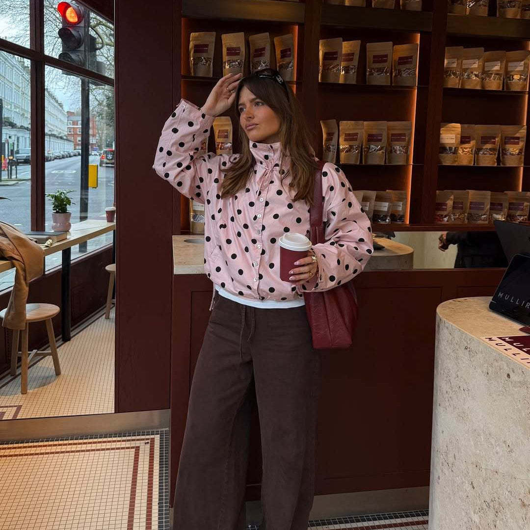 Damen Leichte Satin-Übergangsjacke im Cropped-Schnitt mit Stehkragen und Kordelzug Echoarchiv