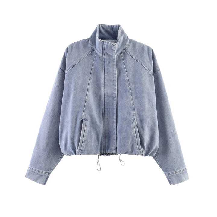 Damen Oversized Jeans-Bomberjacke mit Stehkragen und Tunnelzug Echo Archiv