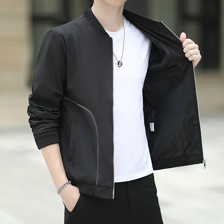 Herren leichter Nylon-Bomber mit minimalistischem Design und gerippten Bündchen Echoarchiv