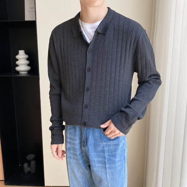 Herren Elegantes Langarm-Polohemd mit Struktur – Cavello
