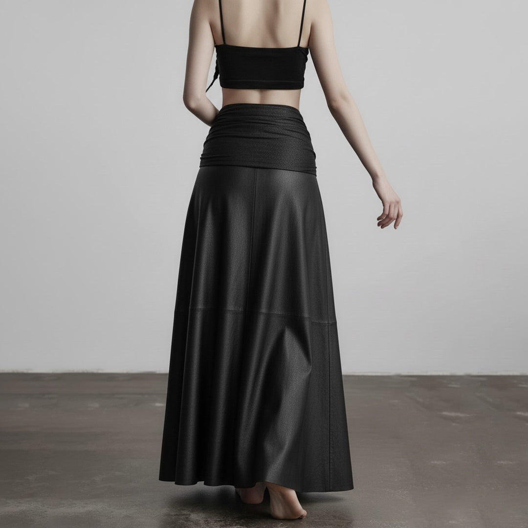 Damen eleganter Satin-Abendrock mit raffinierten Rüschen und Spitzenakzenten Echo Archiv