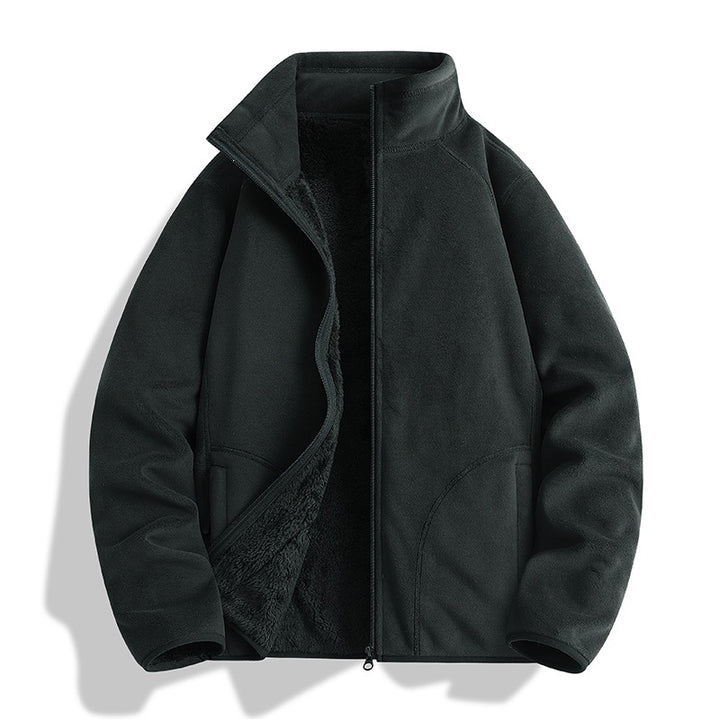 Herren Fleecejacke mit Sherpa‑Teddyfutter, Stehkragen & Zwei‑Wege‑Reißverschluss Echoarchiv
