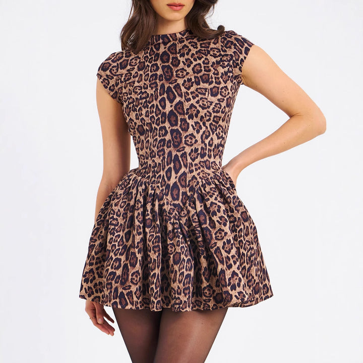 Damen Mini-Kleid mit voluminösem Rock und edlem Tierdruck Echo Archiv