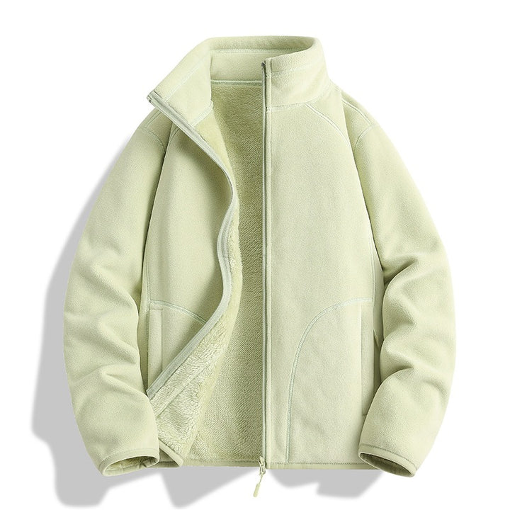 Herren Fleecejacke mit Sherpa‑Teddyfutter, Stehkragen & Zwei‑Wege‑Reißverschluss Echoarchiv