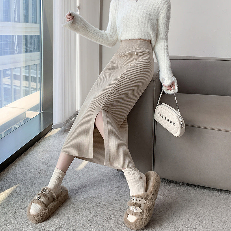 Damen Eleganter und raffinierter Strickrock mit Seitenschlitz Echo Archiv
