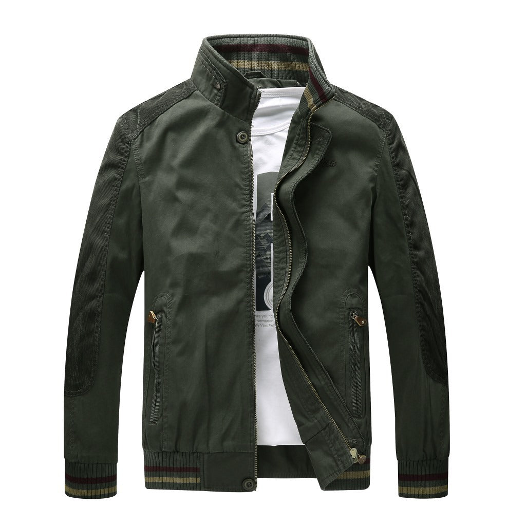 Herren Harrington-Style Übergangsjacke mit Stehkragen und gerippten Bündchen Echoarchiv